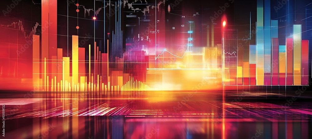 Poster an abstract digital interface with data charts and graphs