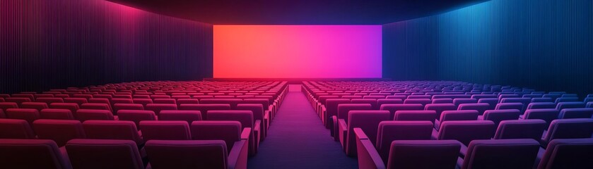 Obraz premium Immersive holographic theater, vibrant digital visuals, dynamic entertainment experience
