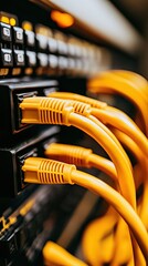 Fototapeta premium Crafting connectivity with vibrant cables and sleek router aesthetics in a modern tech setting