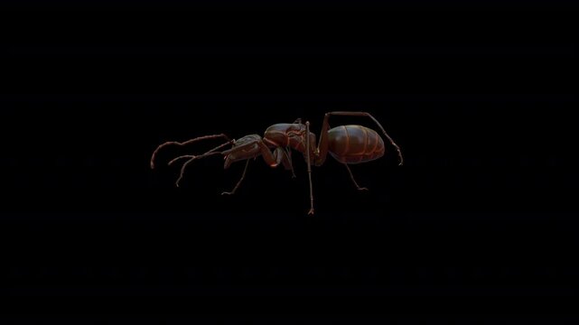 red ant walk 3D Video Animation