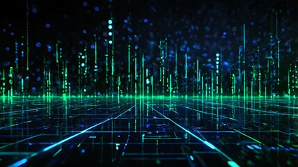 Digital background for tech, AI, data, audio, graphics, and more, green background