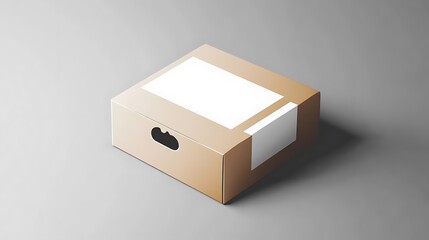 Fototapeta premium Brown Cardboard Product Box Mockup White Labels Easy Open