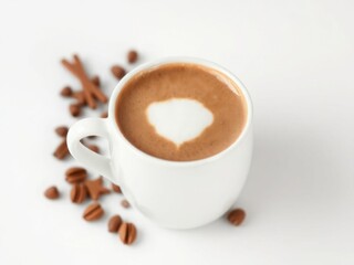 Fototapeta premium A mug of hot chocolate with a few pieces of cinnamon on top