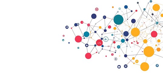  An abstract business concept featuring interconnected lines and icons 