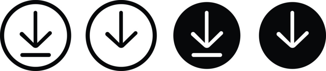 black and white illustration of an background Download icon set. Software download icon . Web icon set