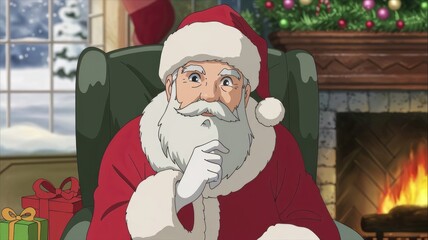 Santa Claus in Anime Style: A Medium Shot