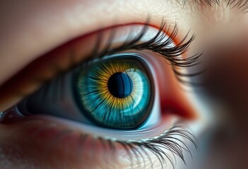 Fototapeta premium Close-up of a human eye with detailed iris and pupil