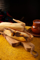 Tamales. Traditional dish typical of Mexico and some Latin American countries. Corn dough wrapped...