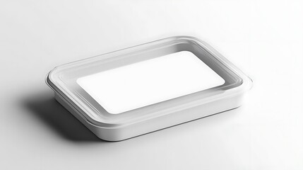 White Rectangular Food Container Clear Lid Mockup Studio Background