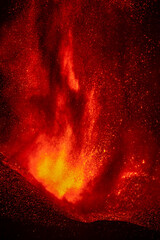 eruption of the volcano on the island of La Palma