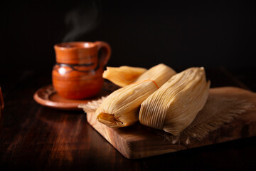 Tamales. Traditional dish typical of Mexico and some Latin American countries. Corn dough wrapped...