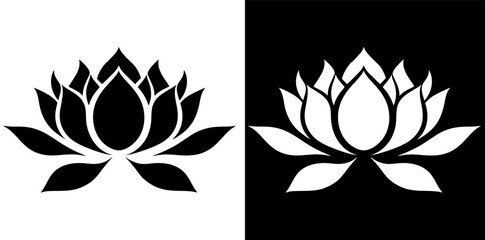 Fototapeta premium set of paired inverse minimalistic lotus images. Perfect for logo, icons