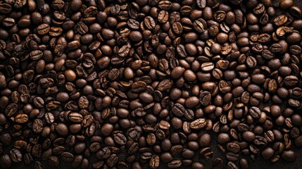 Fototapeta premium Close-up of roasted coffee beans with rich dark texture