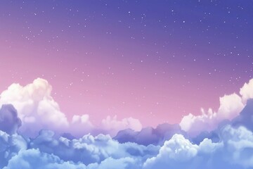 A Dreamy Sky with White Clouds and Scattered Stars