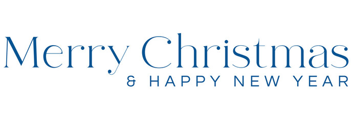 Fototapeta premium Merry Christmas and Happy New Year blue calligraphy text on transparent background