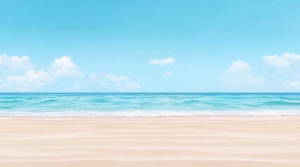 Obraz premium The ocean is calm and the sky is clear. The beach is empty and the water is a beautiful shade of blue.