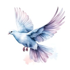 Obraz premium Two purple doves showing affection on a branch with purple flowers