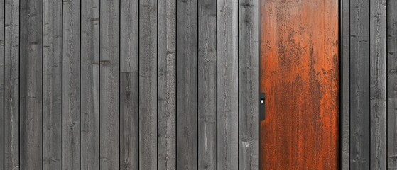 Obraz premium Dark Wood Planks And A Rusty Metal Door