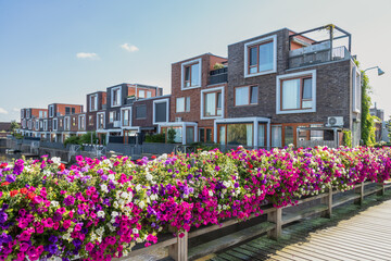 Modern houses in the new Vathorst district in Amersfoort in the Netherlands.
