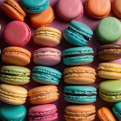 Fototapeta premium Colorful macaroons, pastries