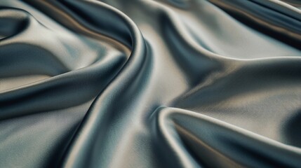 Fototapeta premium Elegant draped grey silk fabric texture.