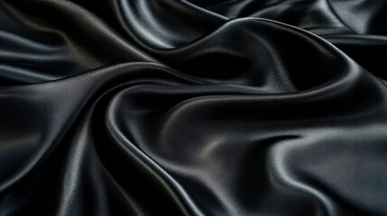 Fototapeta premium Blurred black silk fabric. Iridescent and shining like a star in the night sky, It has a taffeta-like body but a smooth surface that creates a subtle sheen 