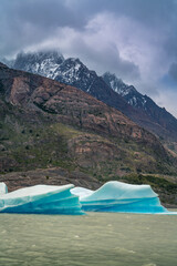 Grey glacier in Torres del Paine National Park, in Chilean Patagonia