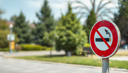 Photo no smoking signs old circle red, white isolated on cutout PNG. Symbol notifying people to use service in restaurants, parks. Which shows people to understand that non-smoking area isolated wit