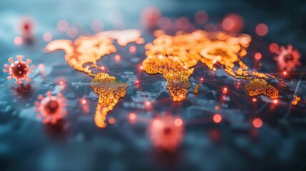 Ai technology analyzing global covid 19 outbreak trends on a comprehensive world map