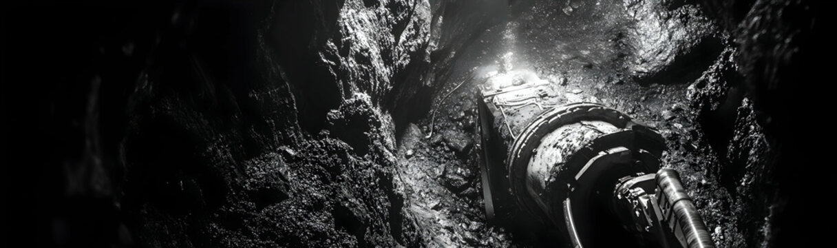 Underground mining of ore with a drilling head from a mine roadheader  -