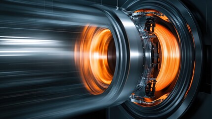 Futuristic machine with glowing energy core.