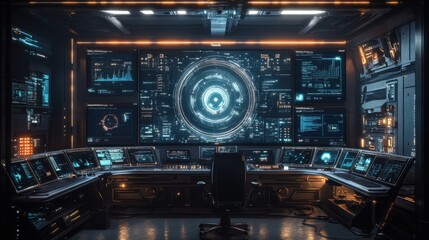 Obraz premium Digital command center with interactive dashboards.