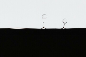 water drop on black and white