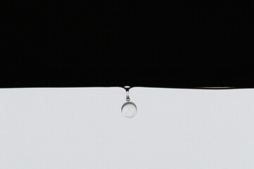 water drop on black and white