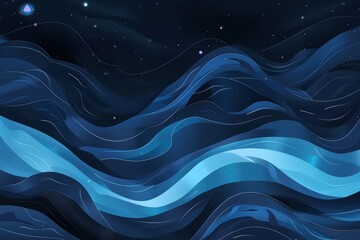 Obraz premium Abstract Blue and White Waves with Scattered Stars