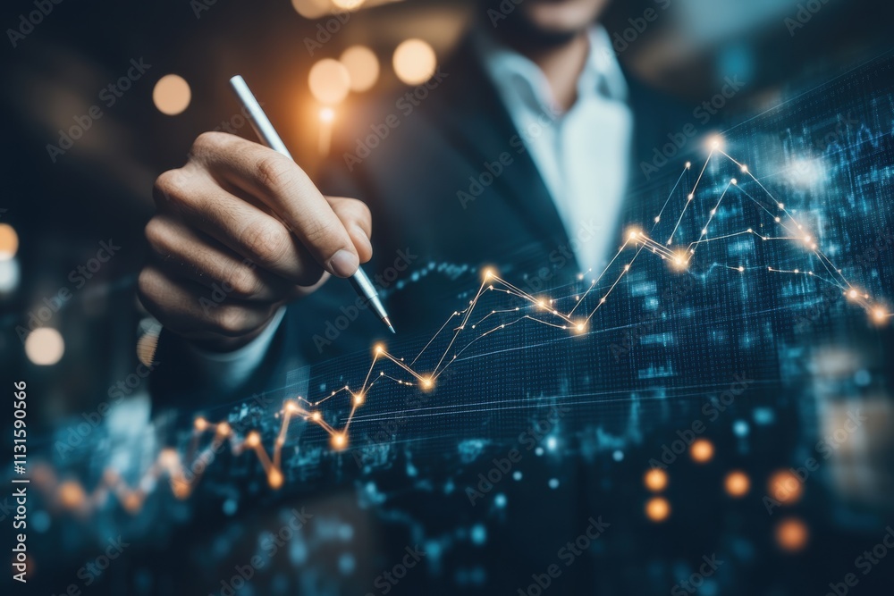 Aufkleber a business professional analyzes data trends on a futuristic graph, illustrating the importance of s