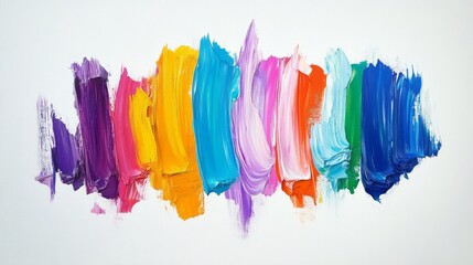 Naklejka premium From above concept of multicolored brush strokes of acrylic colors on white canvas 
