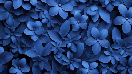 Blue flowers create stunning and vibrant background, showcasing various shapes and sizes. intricate details and textures of petals add depth and elegance to composition