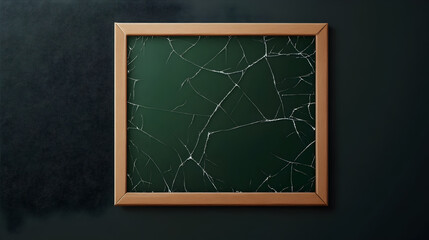 Fototapeta premium A simple vector of a broken education system, symbolized by a cracked chalkboard with unreadable text. Broken education system.