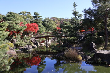 白川庭園,織田橋の風景
