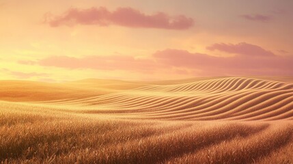 Fototapeta premium Tranquil Landscape of Endless Rolling Corn Fields