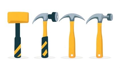 Hand Drawn illustration set of hammer . isolate on a white background. PNG cut out cutout