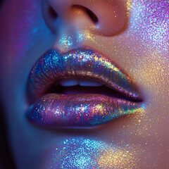 close up of lips with makeup