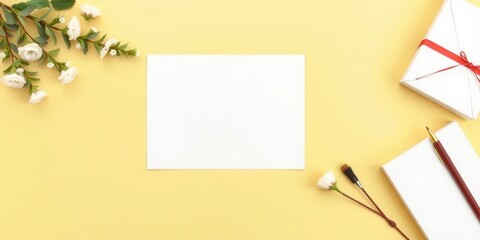 Horizontal greeting card mockup template with blank space for customization and design, mock-up, horizontal