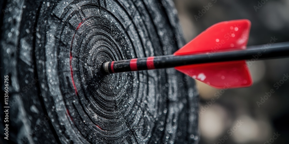Poster an arrow flies swiftly and strikes accurately at the very center of a wooden target, symbolizing the