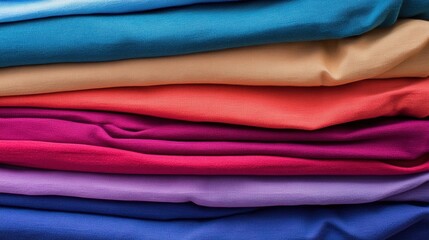 Stacked jersey cotton sheets in a variety of vibrant and pastel colors, showcasing soft textures and neatly folded arrangements for bedding and home decor inspiration.