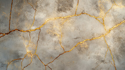 Obraz premium polished gray marble with radiant gold cracks forming a striking decorative pattern