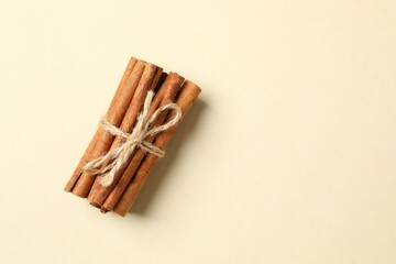 Aromatic cinnamon on a color background