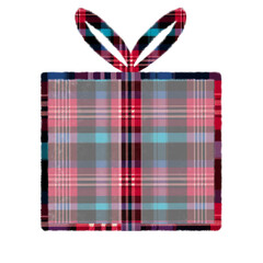 Obraz premium christmas present plaid blue red gift box 