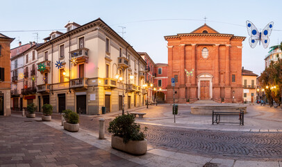 Alessandria - The church Chiesa di Santo Stefano at dusk.